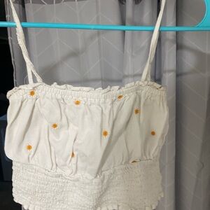 White Floral Crop Top